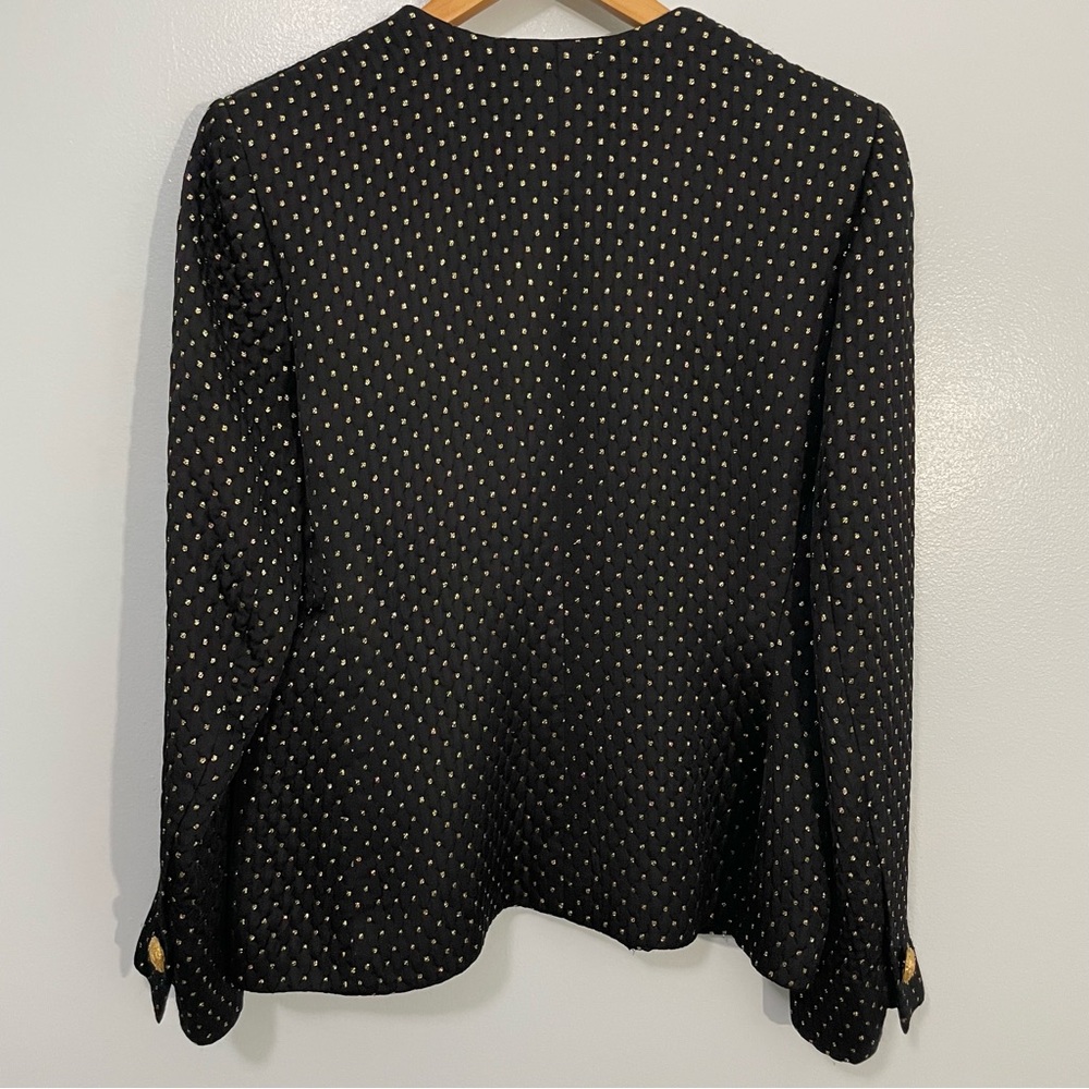 Yves Saint Laurent Vintage Quilted Black & Gold Blazer Size 44 US 12 - Picture 4 of 12